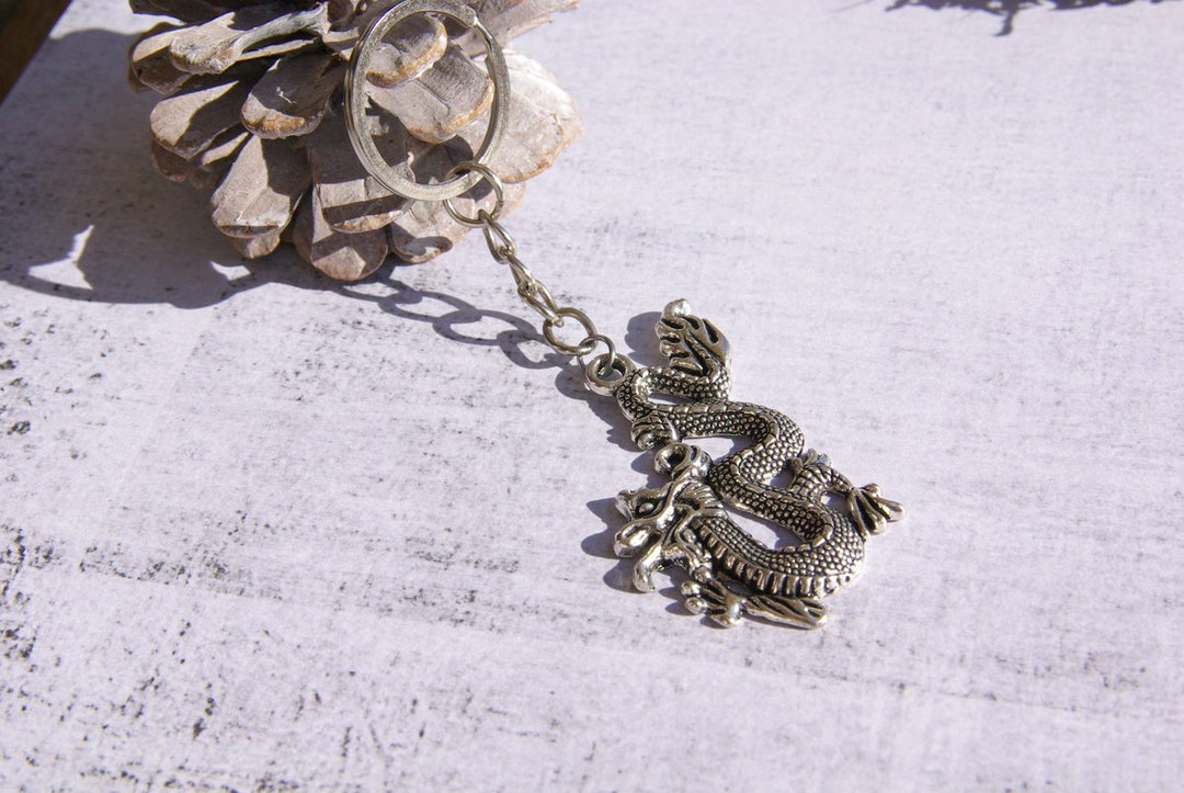 Chinese Dragon Keychain Fantasy Protection Pendant Phoenix Etsy