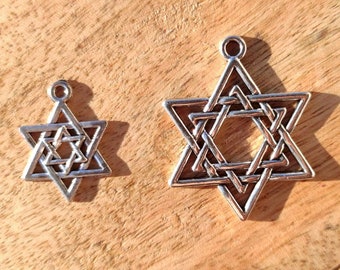 LOT DIY 3/5/10Pcs Double Star of David Charms Bar & Bat Mitzvah, Megan David pendant Jewelry Supply For DIY Necklace Making, Crafting Sets