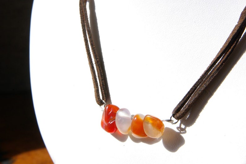 Gemini Zodiac Self Confidence June Birthstone \u221e Boho Beads Jewelry Gift for her Luck Indian Agate Bar Necklace Suede \u221e Protection