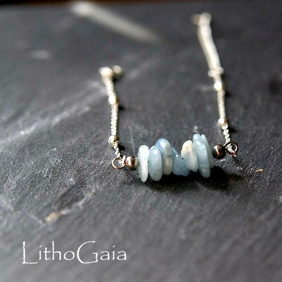 Aquamarine Bar Bracelet or Anklet Silver 925, Zodiac birthstone Gift for her, Minimalist Bracelet jewelry, Aquamarine Beads Anklet