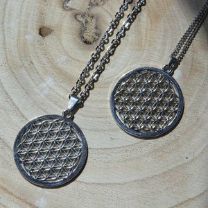 Collier Fleur de Vie, pendentif alchimie, bijoux Spirituels Talisman cadeau amitié, charme Meditation Amulette Géométrie Sacrée