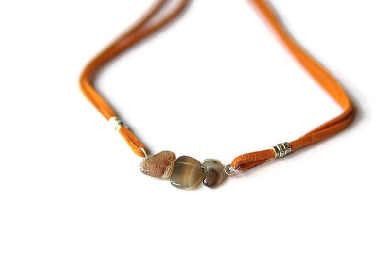 Gemini Zodiac Self Confidence June Birthstone \u221e Boho Beads Jewelry Gift for her Luck Indian Agate Bar Necklace Suede \u221e Protection