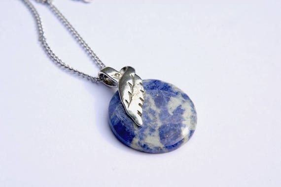 Natural Sodalite Jewelry, Gemstone Necklace, Pendant Cabochon, Healing Crystals, Sodalite Gift for Her, birthstone