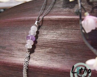 Amethyst long tassel necklace for spiritual growth, energy healing crystals gemstone beads jewelry sagittarius zodiac gifts for women