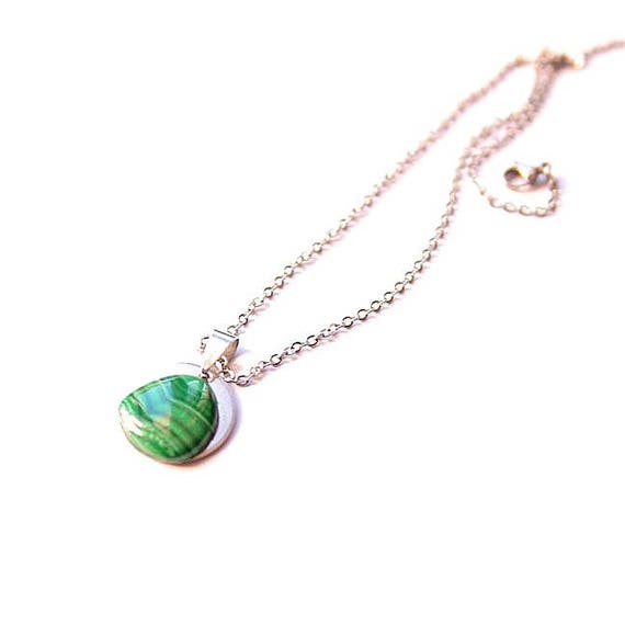Malachite Pendant Cabochon ∞ Healing Crystals, Protection, Scorpio Zodiac, Heart Chakra ∞ Gemstone Spirituals Energy Jewelry Gift for Her