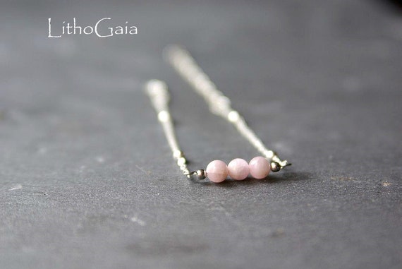 Kunzite Bar Bracelet or Anklet 925 Sterling Silver, birthstone Bracelet, Kunzite jewelry, Zodiac Bracelet Gift for Her, Kunzite bead anklet