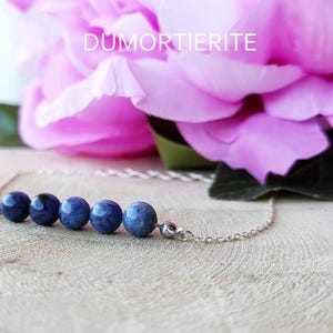 Dumortierit Grade A Bead Bar Halskette Vibration in Silber, Edelstein Hochzeit Schmuck high vibes, Energie Heilung Kristalle Brautjungfern Geschenke