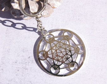 Metatron cube archangel keychain, Sacred Geometry keychain, amulet spiritual talisman protection Jewelry gifts for men