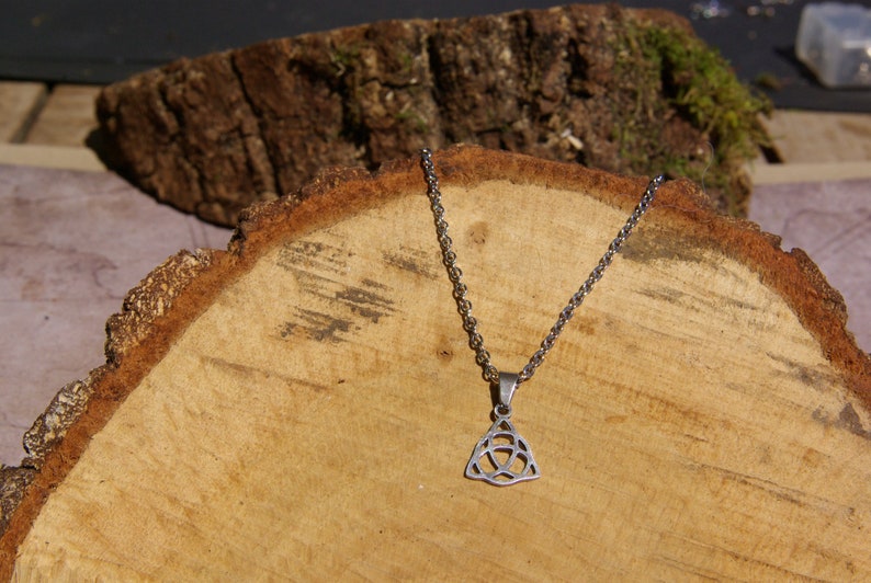 Celtic knot Tiny Trinity charm necklace, Celtic Knot Triquetra Pendant, amulet spiritual talisman protection Triskel Jewelry gifts for men image 4