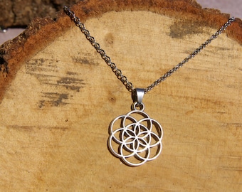 Seed of life Sacred Geometry Pendant, flower of life amulet spiritual charm necklace, talisman protection Jewelry gifts for men