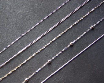 925 Sterling Silver Chain, Curb Silver Chain, Rolo Silver Chain, Torsade Silver Chain, Pearls chain, snake chain, Silver Chain Necklace