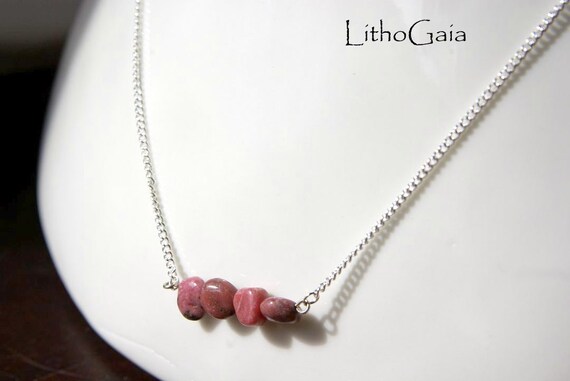 Rhodochrosite ∞ Positivity, Emotional Healing, Scorpio Birthstone, Solar Plexus Chakra ∞ 925 Sterling Silver, Gemstone Bar, Gift for Her