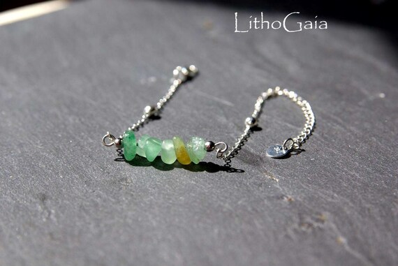 Aventurine Bar Bracelet or anklet on Silver 925, Aventurine Beaded Anklet, Minimalist Aventurine jewelry, Zodiac birthstone Bracelet