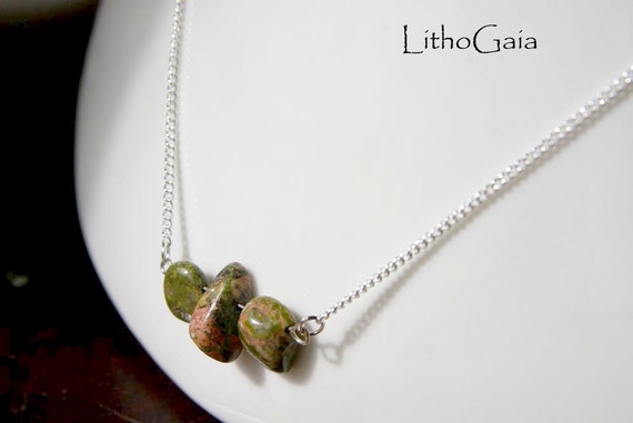 Unakite Necklace 925 Silver ∞ Vision, Pregnancy, Depression, Self-Love, Confidence, Heart Chakra, Gemini Zodiac ∞ Heal Gemstone Jewelry Gift