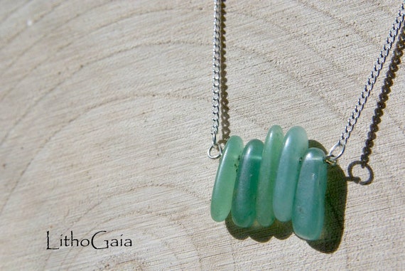 Big Aventurine Bar Necklace on 925 Silver, Aventurine Gemstone, birthstone necklace, Aventurine jewelry, Minimalist Aventurine Necklace