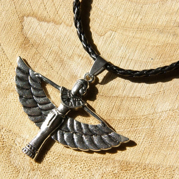 Goddess Isis Men's Necklace, Egyptian Pendant Talisman for protection, Pagan Religious Jewelry gift for him