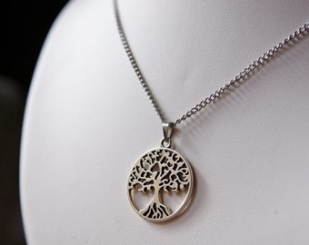 Tree of Life charms necklace with stainless steel chain is a sacred geometry amulet Pendant, talisman spiritual necklace, meditation Jewelry