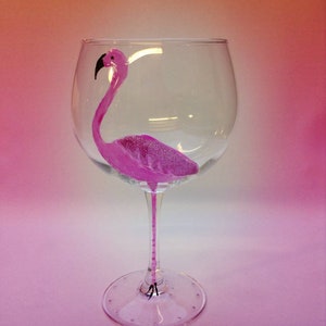 Hand painted Flamingo gin glass