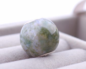 Green Heliotrope Stone Charm for Bracelets and Necklaces, Unique Handcrafted Crystal Charm, Sterling Silver and Natural Crystal Jewelry