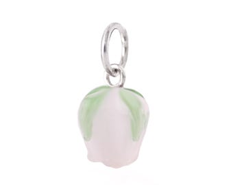 Pink Tulip Lamp work Glass Bead – Handcrafted Artisan Charm | European-Style Beads Bracelet | Handmade Jewelry Gift for Her