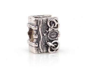 Witch's Spellbook - Chronicles Amber Handmade Silver Charm, Fits European Style bracelets, Unique Halloween Jewelry