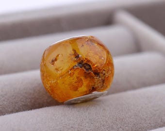 Royal Amber Charm by Chronicles, Unique natural caramel shade amber charm with organic inclusions, Unique gift for her