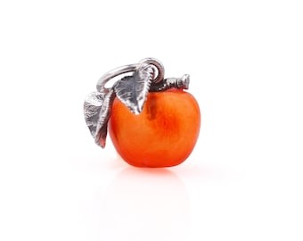 Amber Charm “Red Apple” by Chronicles Amber Family, Unique natural amber hanging charm, Fall season jewelry, Unique gift for her
