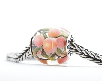 Gemstone Charm by Chronicles, "Peach Branch", Charm that fits Bracelets and Bangles, Jewelry for Women, Carved Gemstone, Unique gift for Her