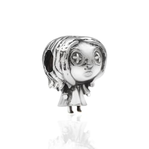 CORALINE- Sterling Silver Charm by Chronicles, Unique Hand Made Jewelry, Fits Bracelet and Bangles, Gift for Her, Halloween