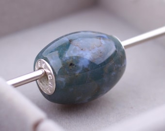 Green Heliotrope Stone Charm for Bracelets and Necklaces, Unique Handcrafted Crystal Charm, Sterling Silver and Natural Crystal Jewelry