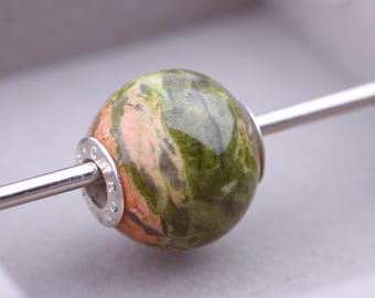 Green Heliotrope Stone Charm for Bracelets and Necklaces, Unique Handcrafted Crystal Charm, Sterling Silver and Natural Crystal Jewelry