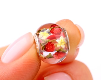 Charm “Ripe Strawberries” by Chronicles, Charm for Bracelets, Charm fits Pandora/Trollbeads, Unique gift for Her, Summer Jewelry