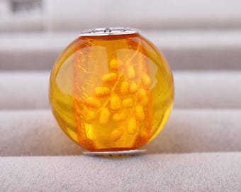 Antique Olive Branch Amber Bead – One-of-a-Kind Natural Amber Charm | Handmade Bead for European Style Bracelets | Chronicles Family