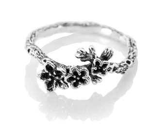 Floral Sterling Silver Ring “Oubaitori” by Chronicles - Hand Made Women Silver Ring | Perfect Gift for Her