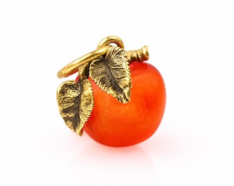 Amber Charm “Little Apple” by Chronicles, Unique natural amber charm, Unique gift for her