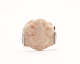 Elforyne Charm "White Tiger" by Chronicles Jewelry, Eco-friendly Alternative to Ivory, Unique Hand Made Jewelry, Gift for Her