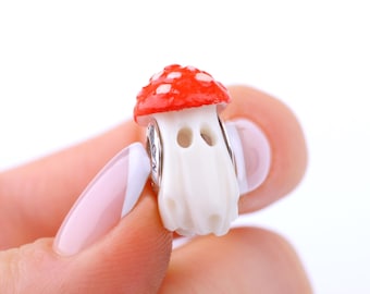 Elforyn Charm "Fly Ghost Mushroom" by Chronicles Jewelry, Eco-friendly Alternative |vory, Hand Made Jewelry, Gift for Her, NON-|VORY PRODUCT