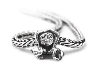 CORALINE and CAT- Sterling Silver Charm by Chronicles, Unique Hand Made Jewelry, Fits Bracelet and Bangles, Gift for Her, Halloween