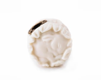 Elforyne Charm "Baby bunny" by Chronicles Jewelry, Eco-friendly Alternative to Ivory, Hand Made Jewelry,Gift for Her, NON-IVORY PRODUCT