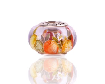 Chronicles Crystal Charm “Сitrus Fruits” , Handcrafted Charm for Bracelets, Summer Jewelry for Her, Gift for Pandora Lovers