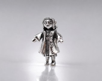 Button-Eyed Doll – Handmade Bead | Sterling Silver European-Style Bracelet Charm | Gift for Her | Halloween Charm for Girls