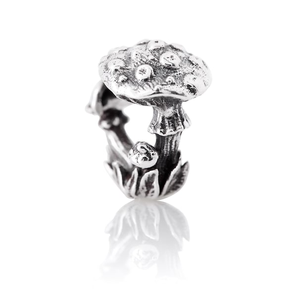 Seta Agaric Fly – Cuenta hecha a mano | Charm de plata de ley estilo europeo para pulsera | Regalo para ella | Charm de otoño para niñas