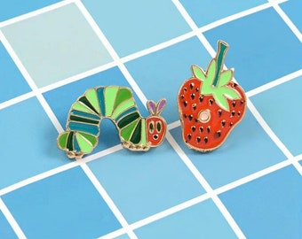 The Very Hungry Caterpillar and Strawberry - pin badge set