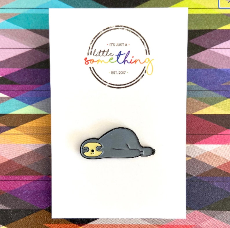 Sloth pin badge lying down image 1