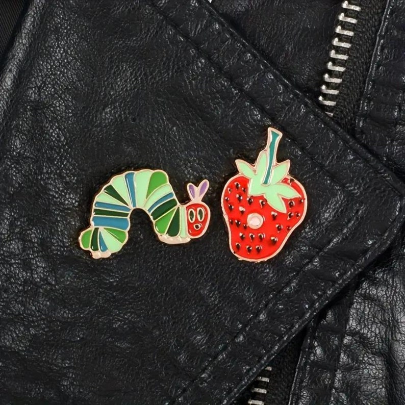 The Very Hungry Caterpillar and Strawberry pin badge set image 2