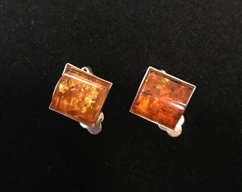 Sterling Silver Baltic Amber Earrings