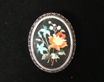Onyx pin w/mosaic inlay