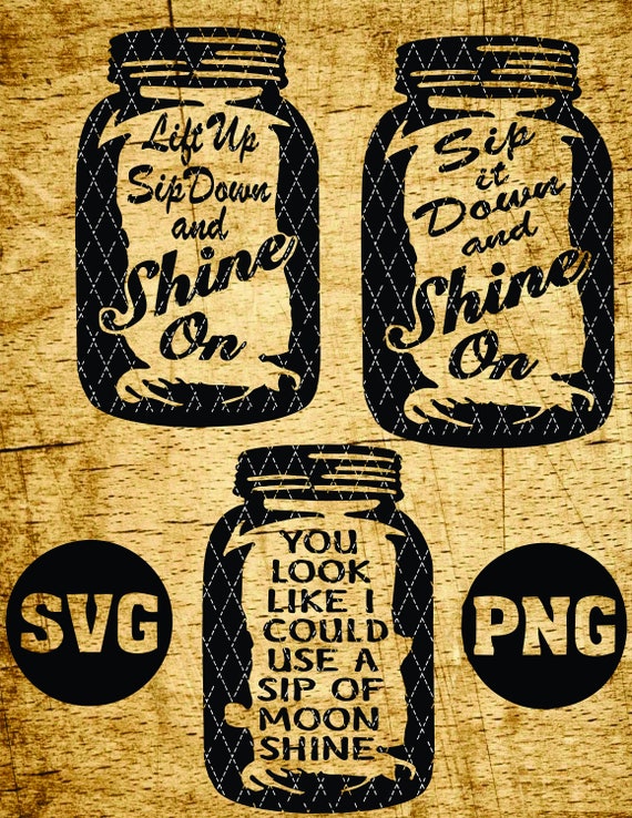 Moonshine Jars with sayings SVGPNG Sublimation Shine On Etsy