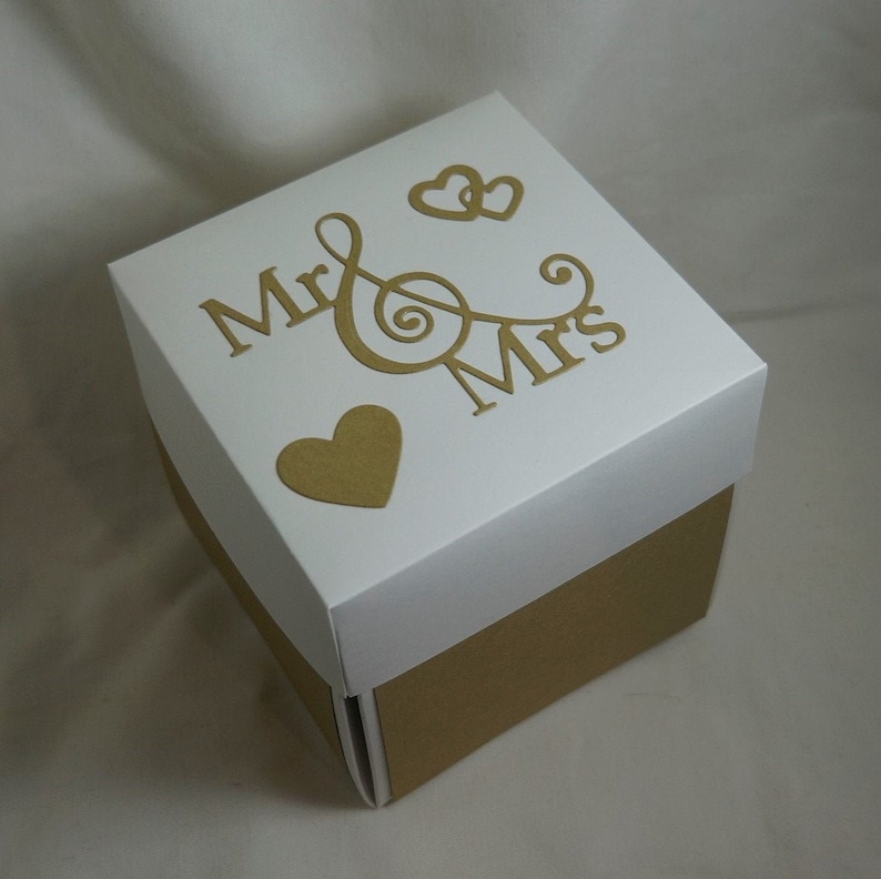 Romantic Gift Wedding Gift Wedding Exploding Gift Box Explosion Gift Box Gold and White Anniversary Gift Newly Wed Gift