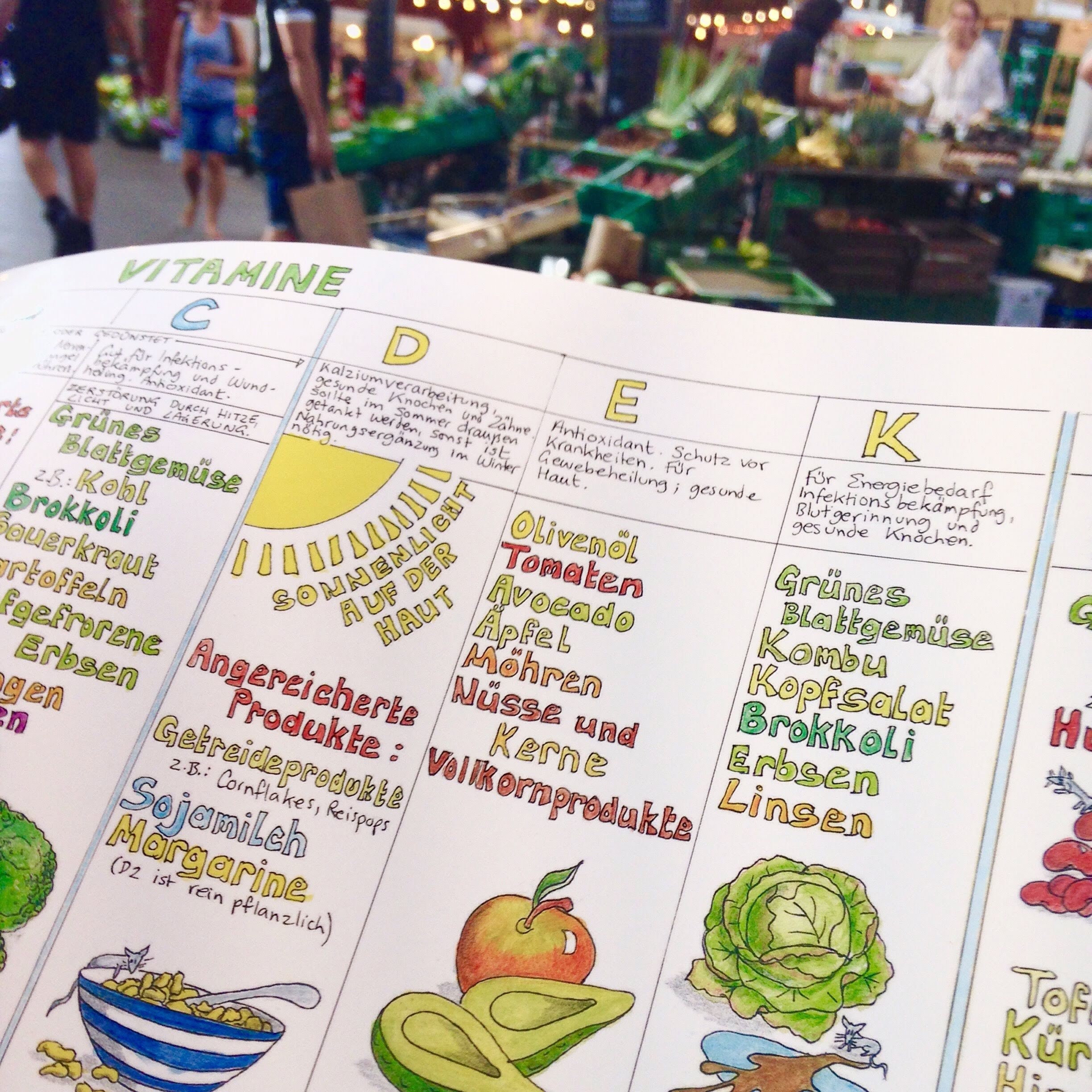 Vitamins and Minerals Poster written in German